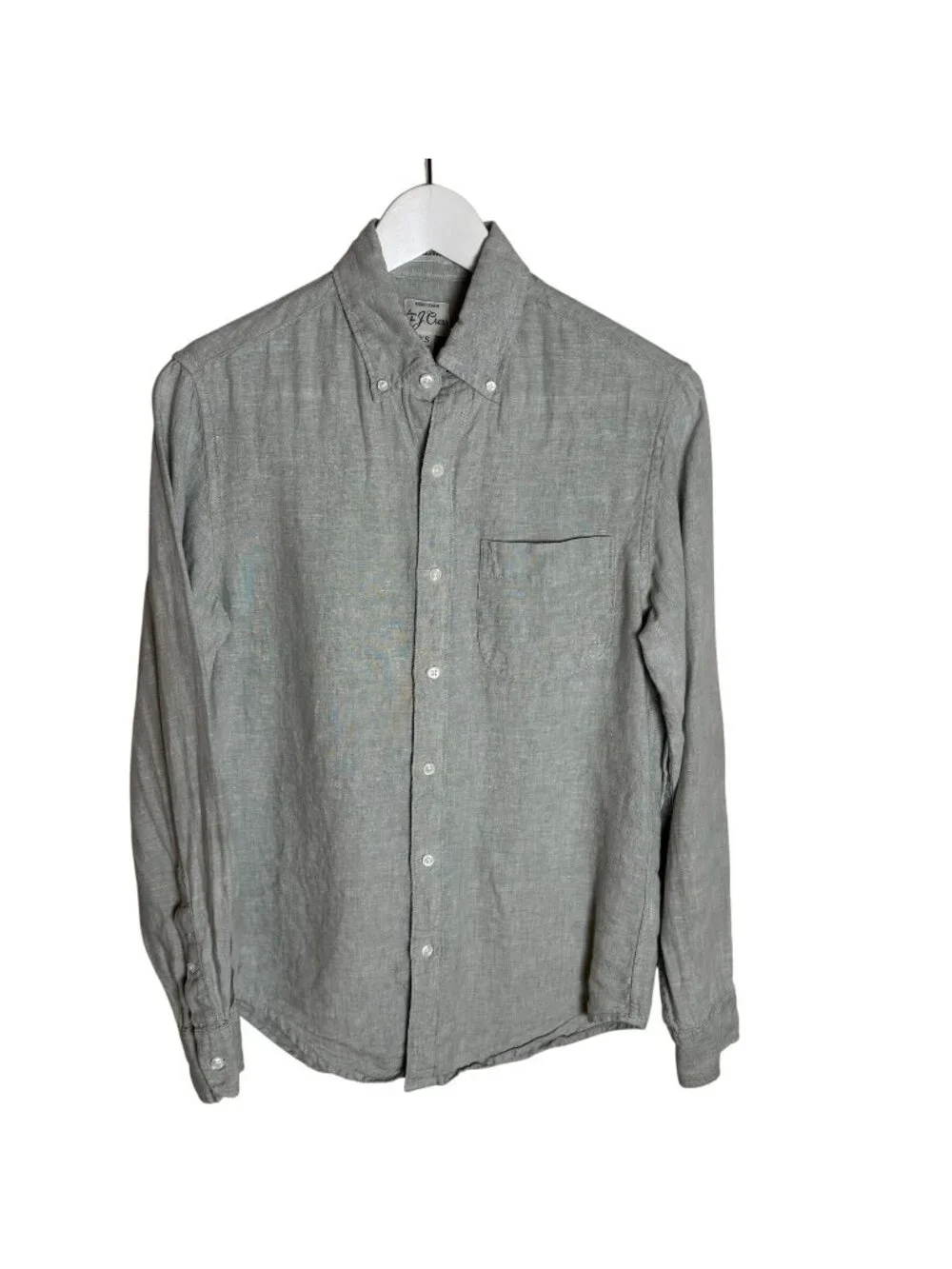 J. Crew Men's Tan Colored Irish Linen Long Sleeve Button Up Shirt, Size XS
